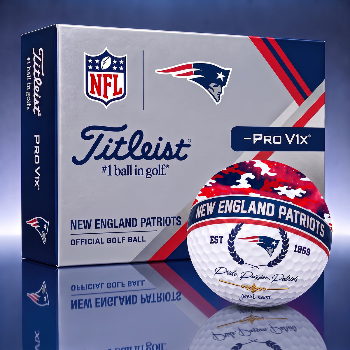 OFFICIAL TITLIEST X SIGNATURE NFL NE BESPOKE NAME 3D CAMO GOLF BALL SET LIMITED EDITION