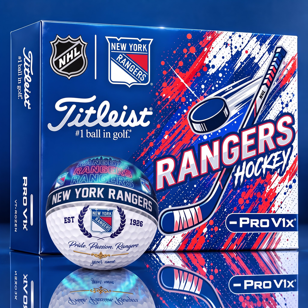 OFFICIAL TITLIEST X SIGNATURE NHL NYR CUSTOME NAME 3D NEON GALAXY V3 PLUS EDITION
