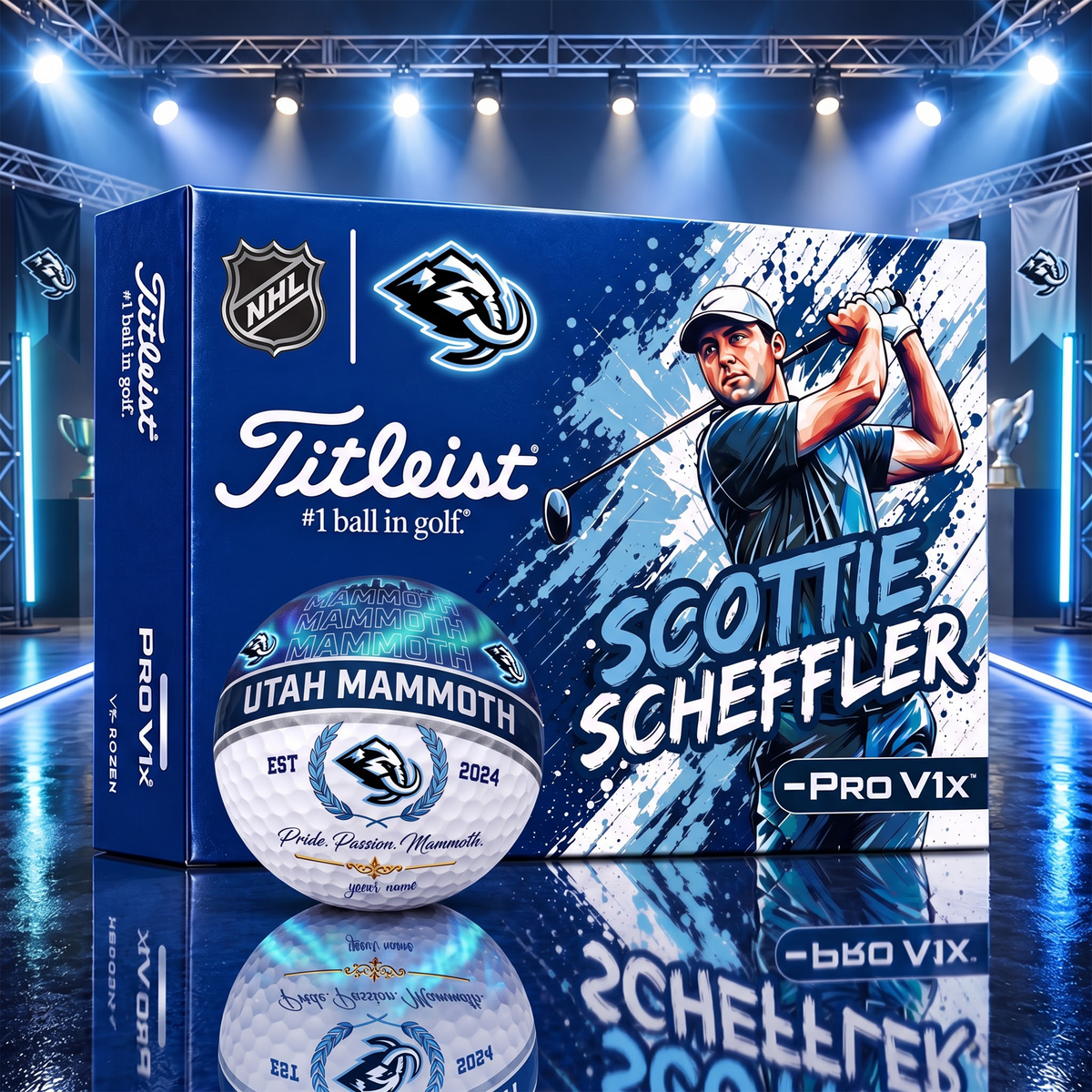 OFFICIAL TITLIEST X SIGNATURE NHL UM BESPOKE NAME 3D GALAXY SKYLINE IN NIGHT GOFT BALL EDITION