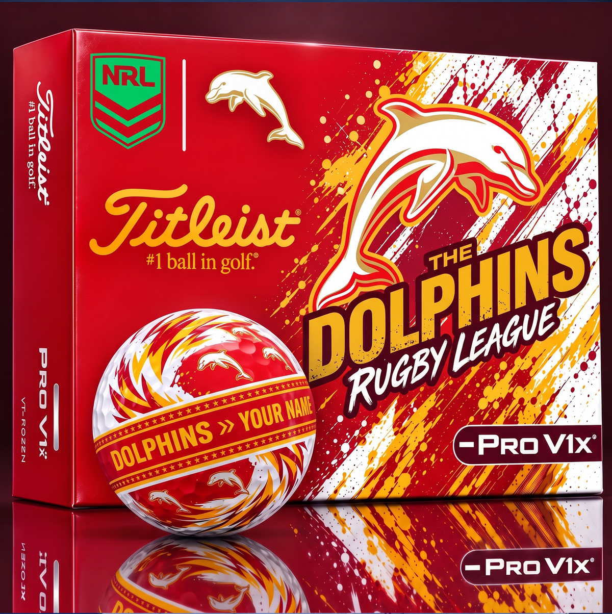 OFFICIAL TITLIEST X  SIGNATURE NRL DOL BESPOKE NAME NEON GOLF BALL LIMITED EDITION