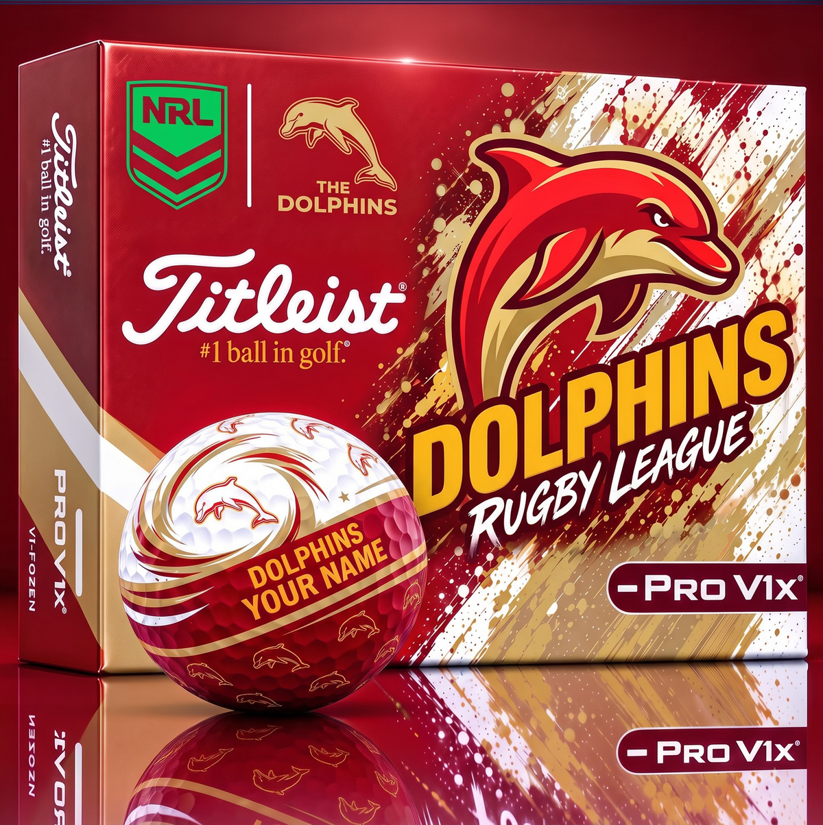 OFFICIAL TITLIEST X  SIGNATURE NRL DOL BESPOKE NAME NEON GOLF BALL LIMITED EDITION V6