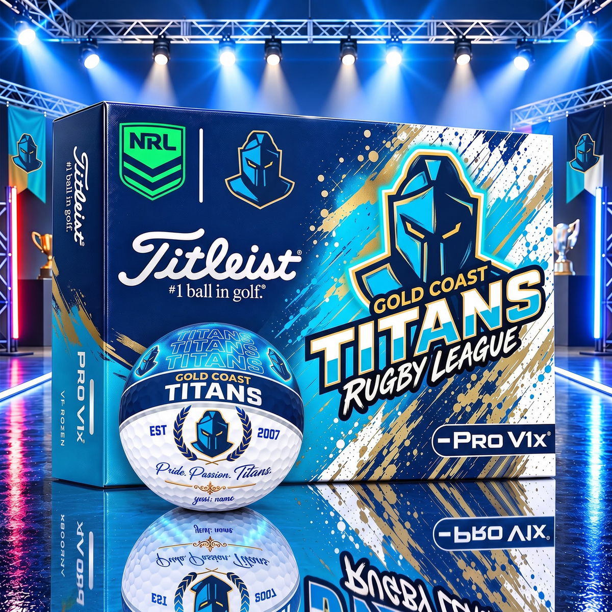 OFFICIAL TITLIEST X SIGNATURE NRL GCT BESPOKE NAME 3D GALAXY SKYLINE IN NIGHT GOLF BALL EDITION