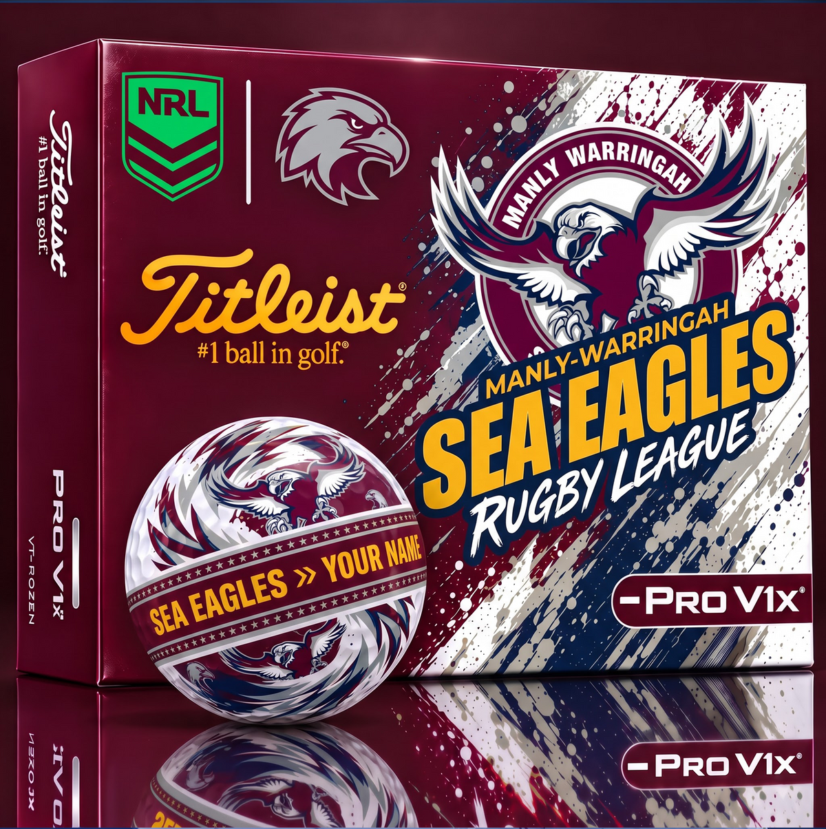 OFFICIAL TITLIEST X  SIGNATURE NRL MWSE BESPOKE NAME NEON GOLF BALL LIMITED EDITION