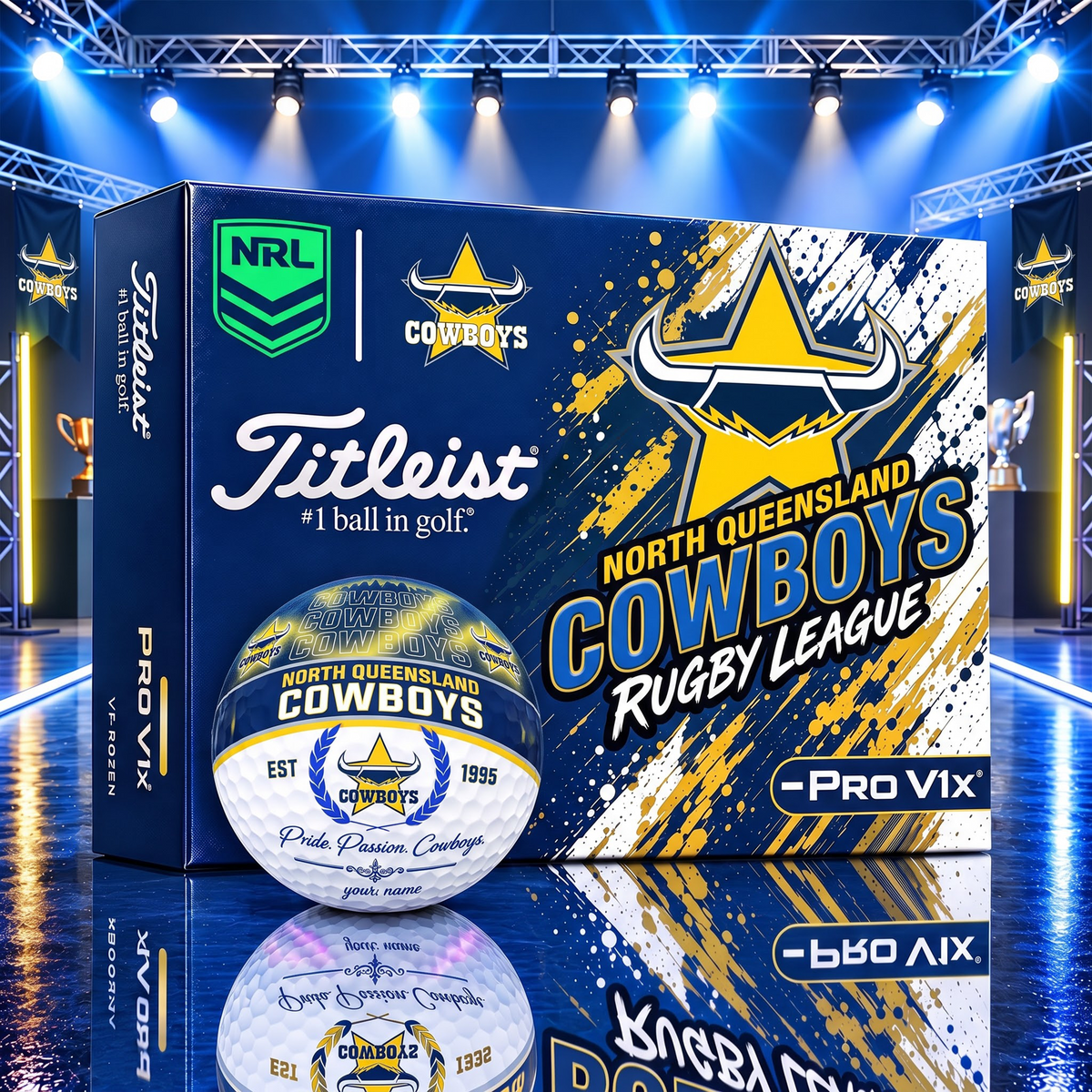OFFICIAL TITLIEST X SIGNATURE NRL NQC BESPOKE NAME 3D GALAXY SKYLINE IN NIGHT GOLF BALL EDITION