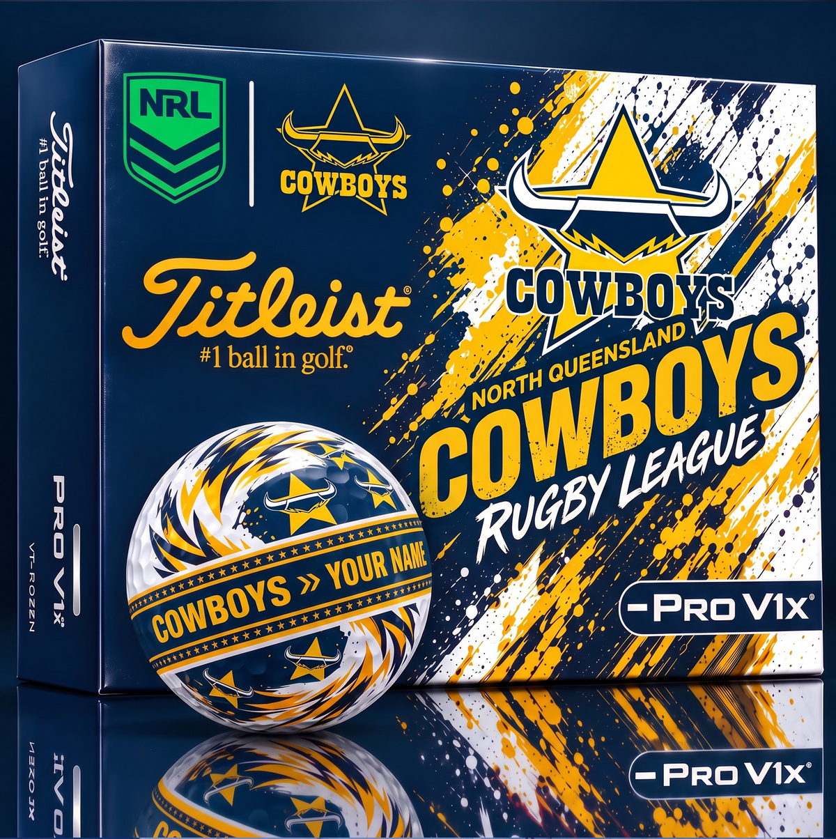 OFFICIAL TITLIEST X  SIGNATURE NRL NQC BESPOKE NAME NEON GOLF BALL LIMITED EDITION