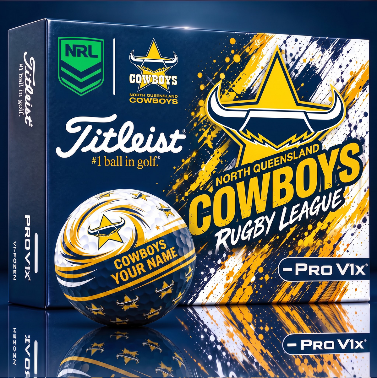 OFFICIAL TITLIEST X  SIGNATURE NRL NQC BESPOKE NAME NEON GOLF BALL LIMITED EDITION V6