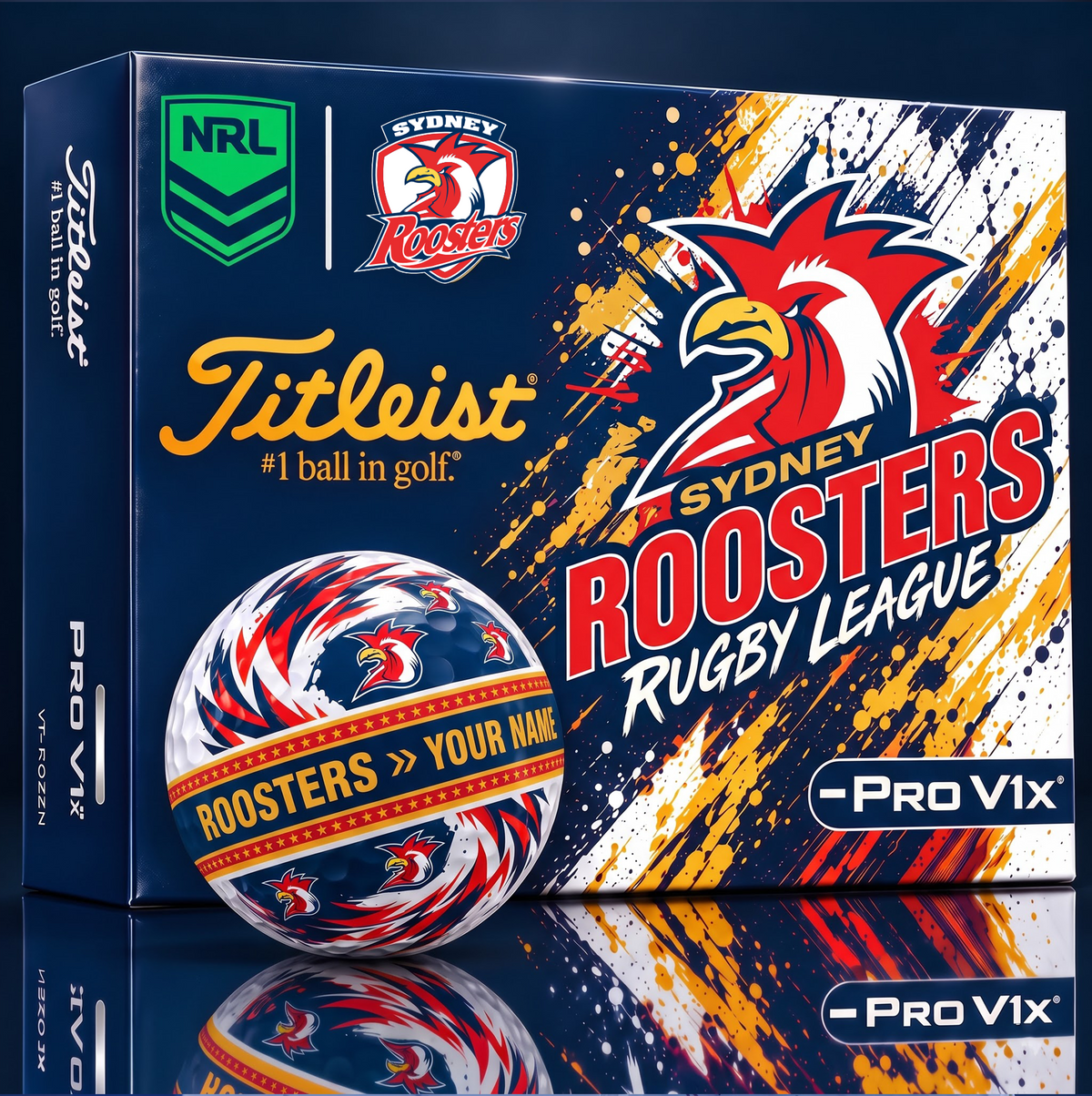 OFFICIAL TITLIEST X  SIGNATURE NRL SR BESPOKE NAME NEON GOLF BALL LIMITED EDITION
