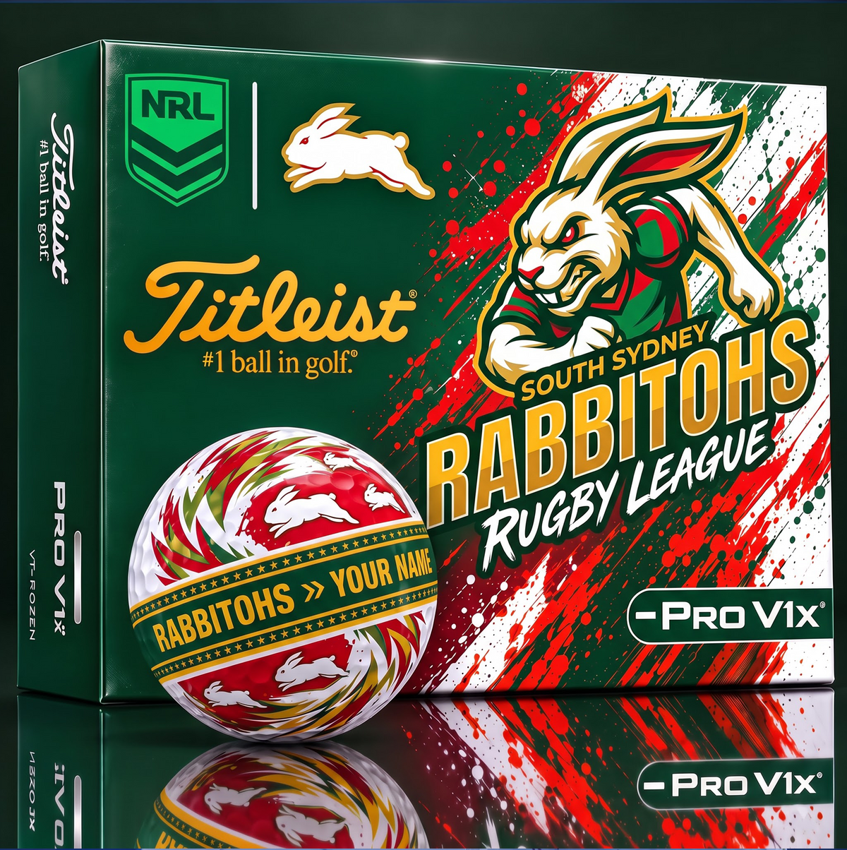 OFFICIAL TITLIEST X  SIGNATURE NRL SSR BESPOKE NAME NEON GOLF BALL LIMITED EDITION