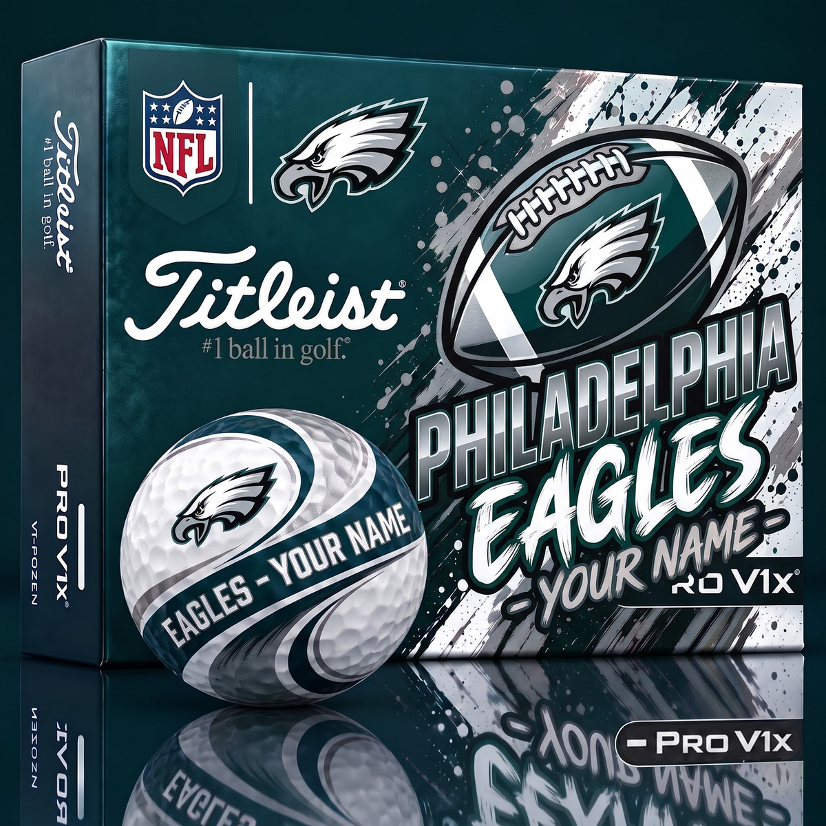 PE x 1-of-1 Custom NFL Personalized Swirl Titleist Pro V1x Golf Balls