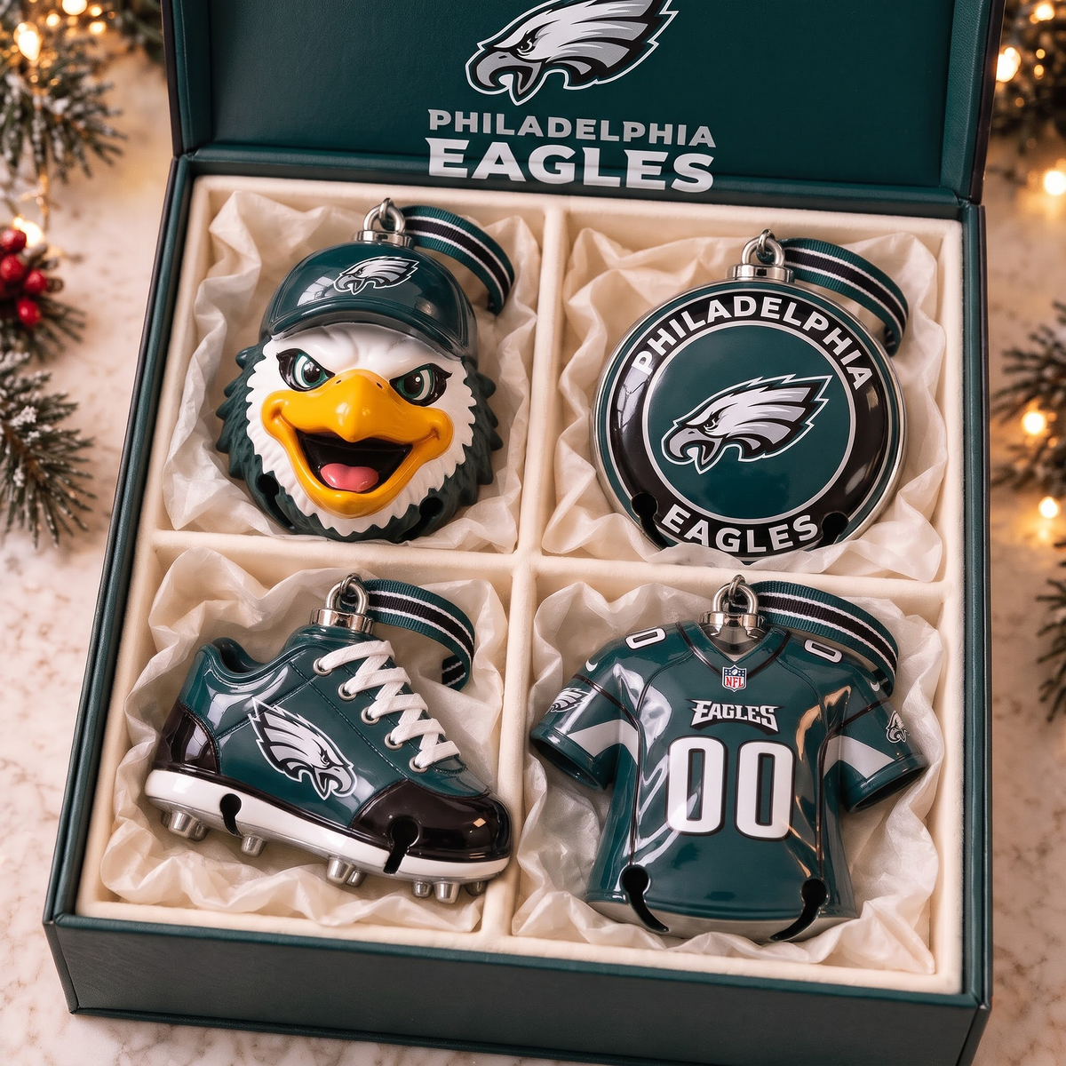 PHI X Premium NFL Christmas Bell Ornament
