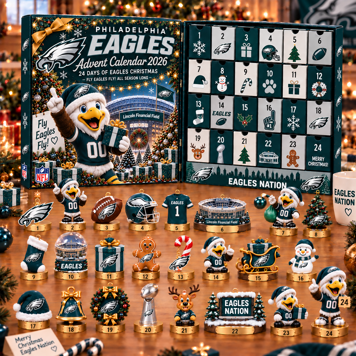 PHI x NFL Christmas Advent Calendar 2026 â€“ 24 Days of NFL Mascot & Holiday Collectibles