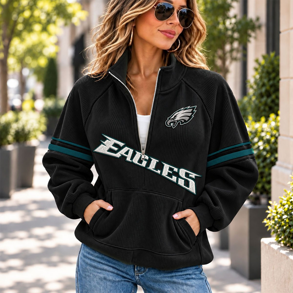 PHI x NFL Corduroy half-zip sweatshirt