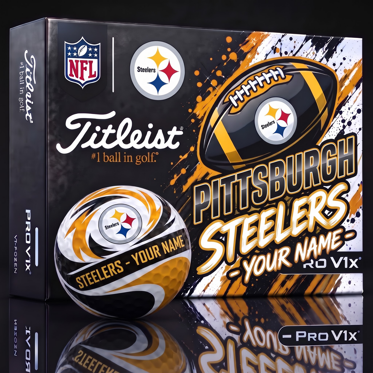 PIT X 1-of-1 Custom NFL Personalized Splatter Titleist Golf Balls Set