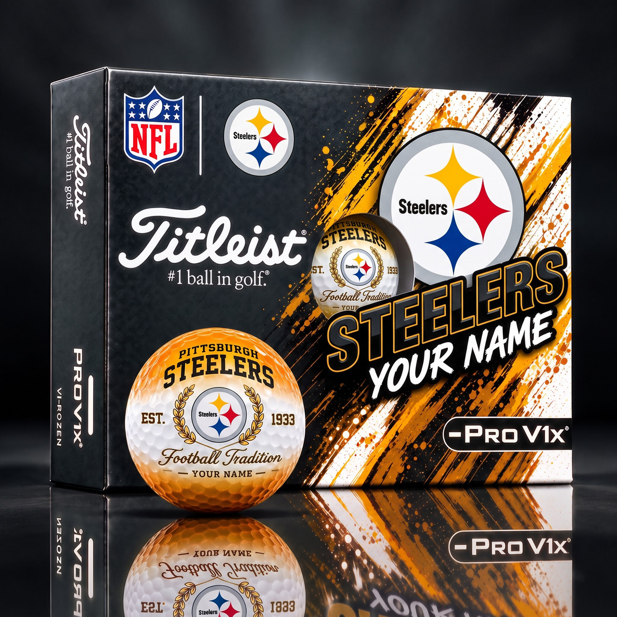 PIT X PERSONALIZED NFL MAKER-MADE TITLEIST PRO V1X GOLF BALLS