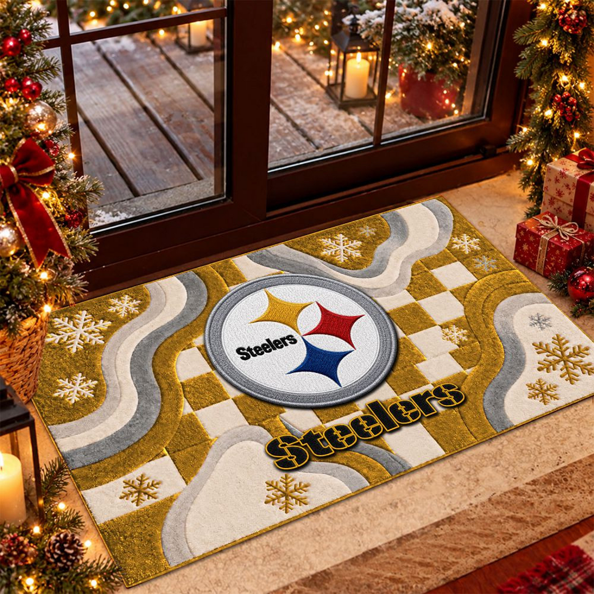 PIT x NFL Christmas Doormat