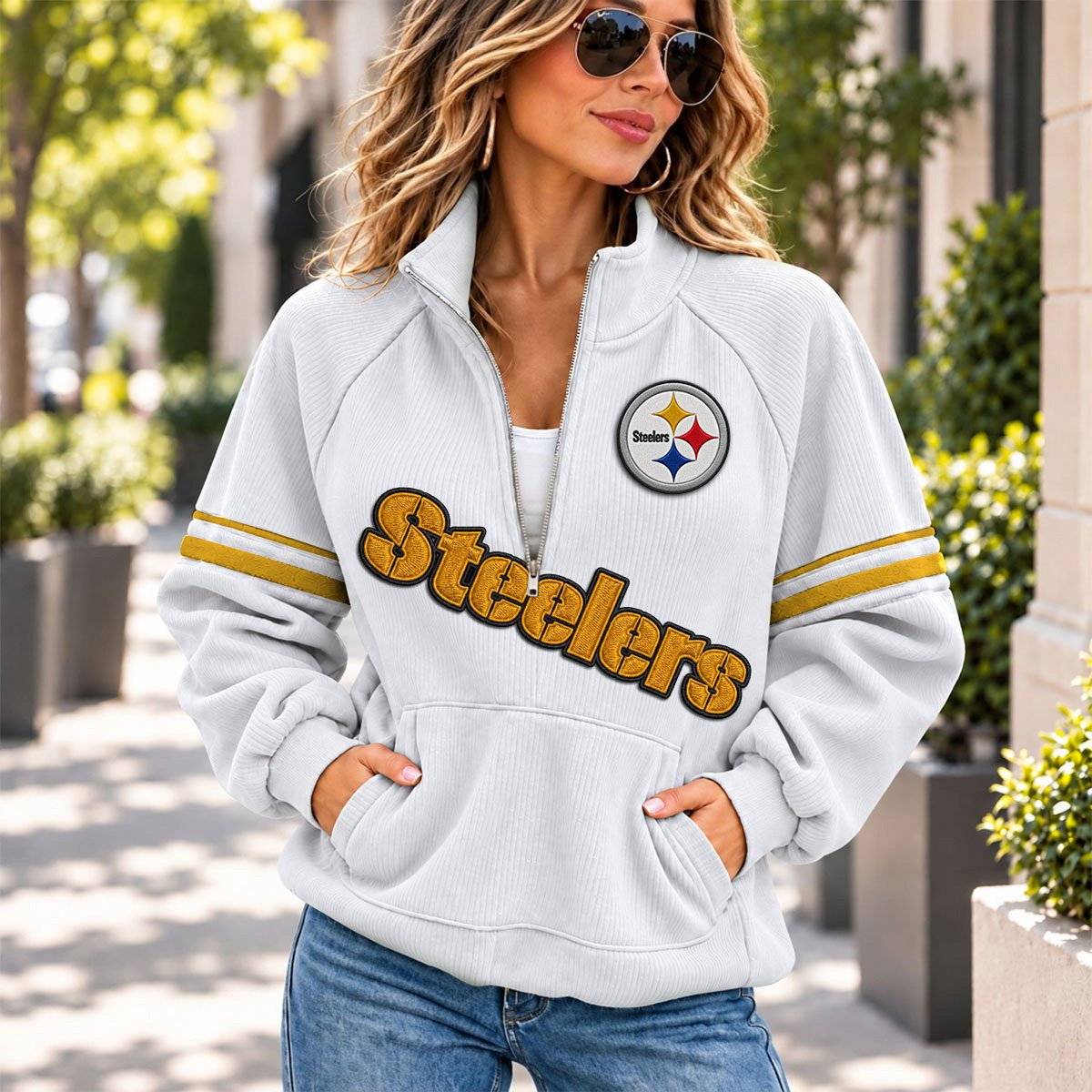 PIT x NFL Corduroy half-zip sweatshirt