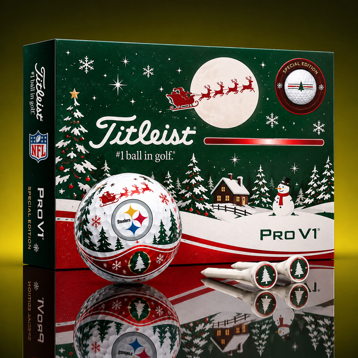 PIT x NFL PERSONALIZED GOLF BALL LIMITED EDITION CHRISTMAS V2