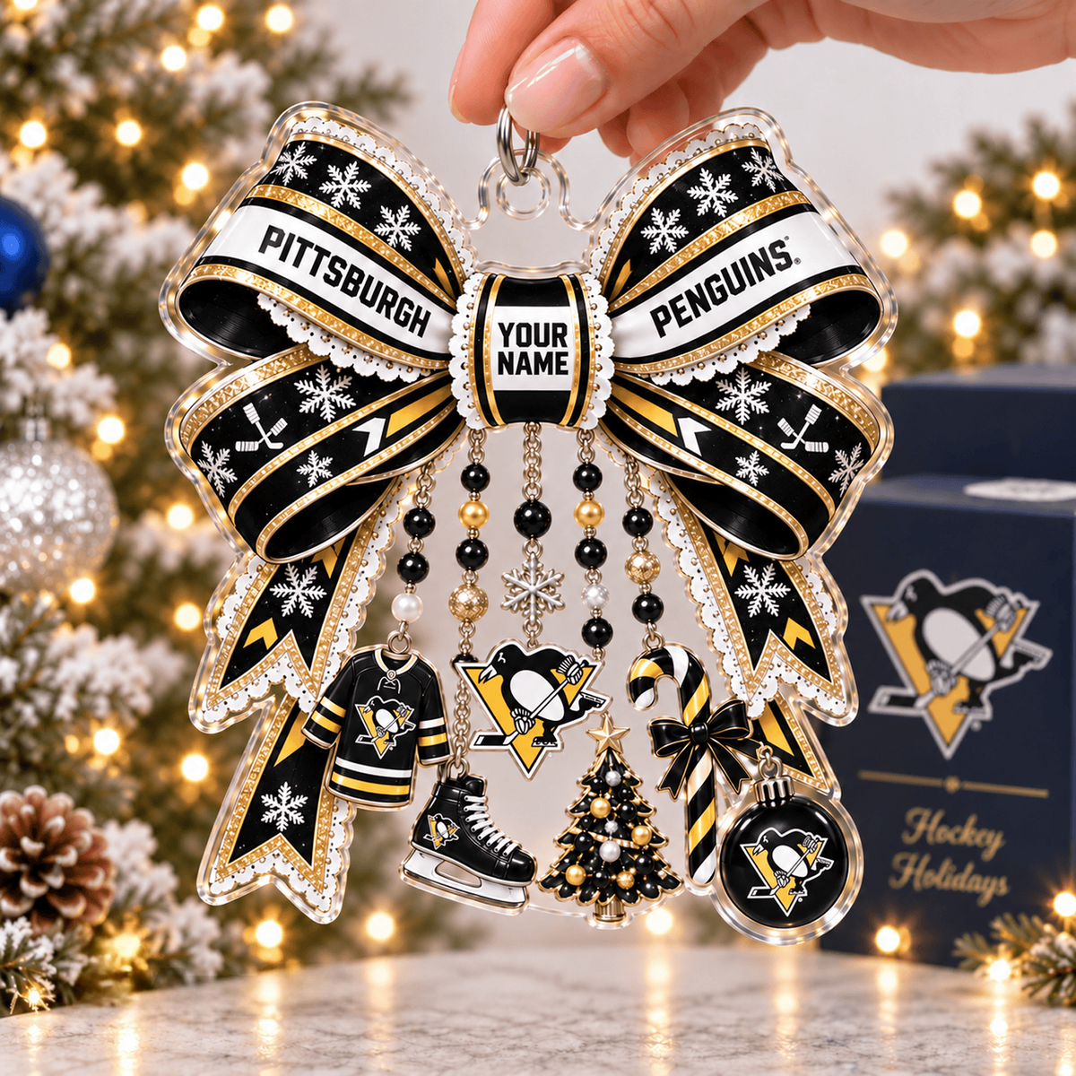 PIT x NHL Christmas KICKOFF Premium Personalized Acrylic Ornament Gift For Fan Hockey Men Women