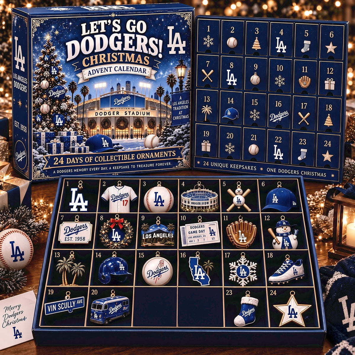 PREMIUM MLB X LAD EXCLUSIVE 24 Day Of Advent Calendar Box Personalized Gift For Fan Baseball Limited Edition