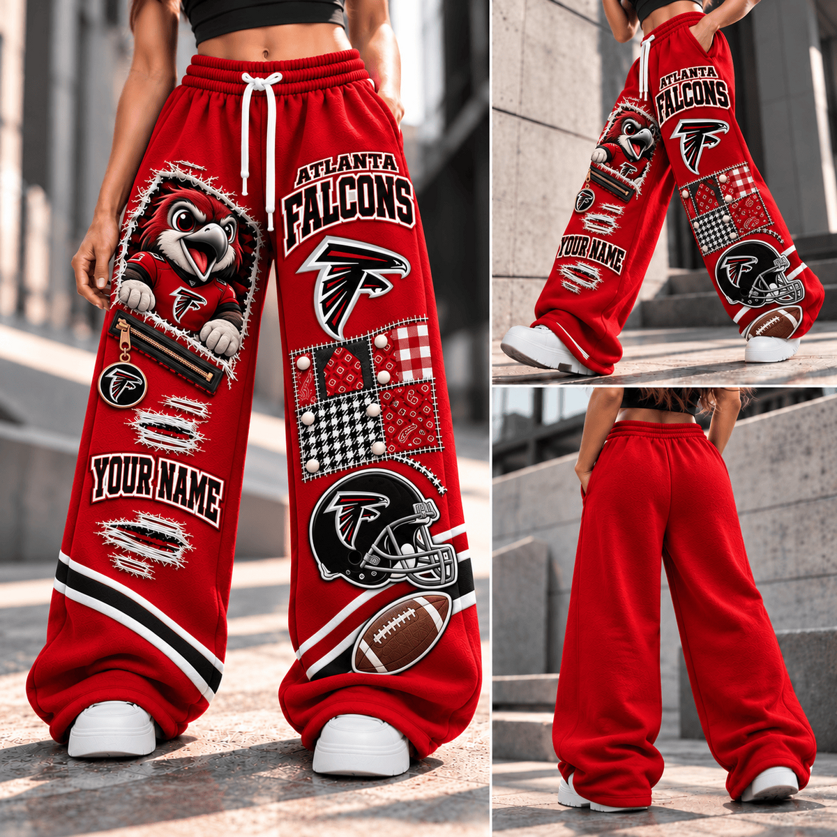 PREMIUM NFL X AF EXCLUSIVE BESPOKE NAME Long Wide Sweatpants  Limited Edition