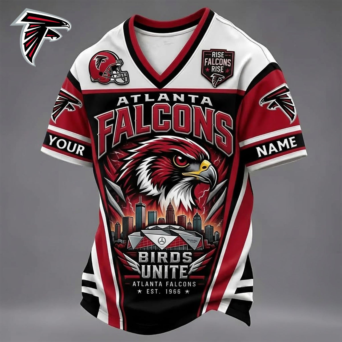 PREMIUM NFL X ATL EXCLUSIVE PERSONALIZED V-NECK TSHIRT LIMITED EDITION