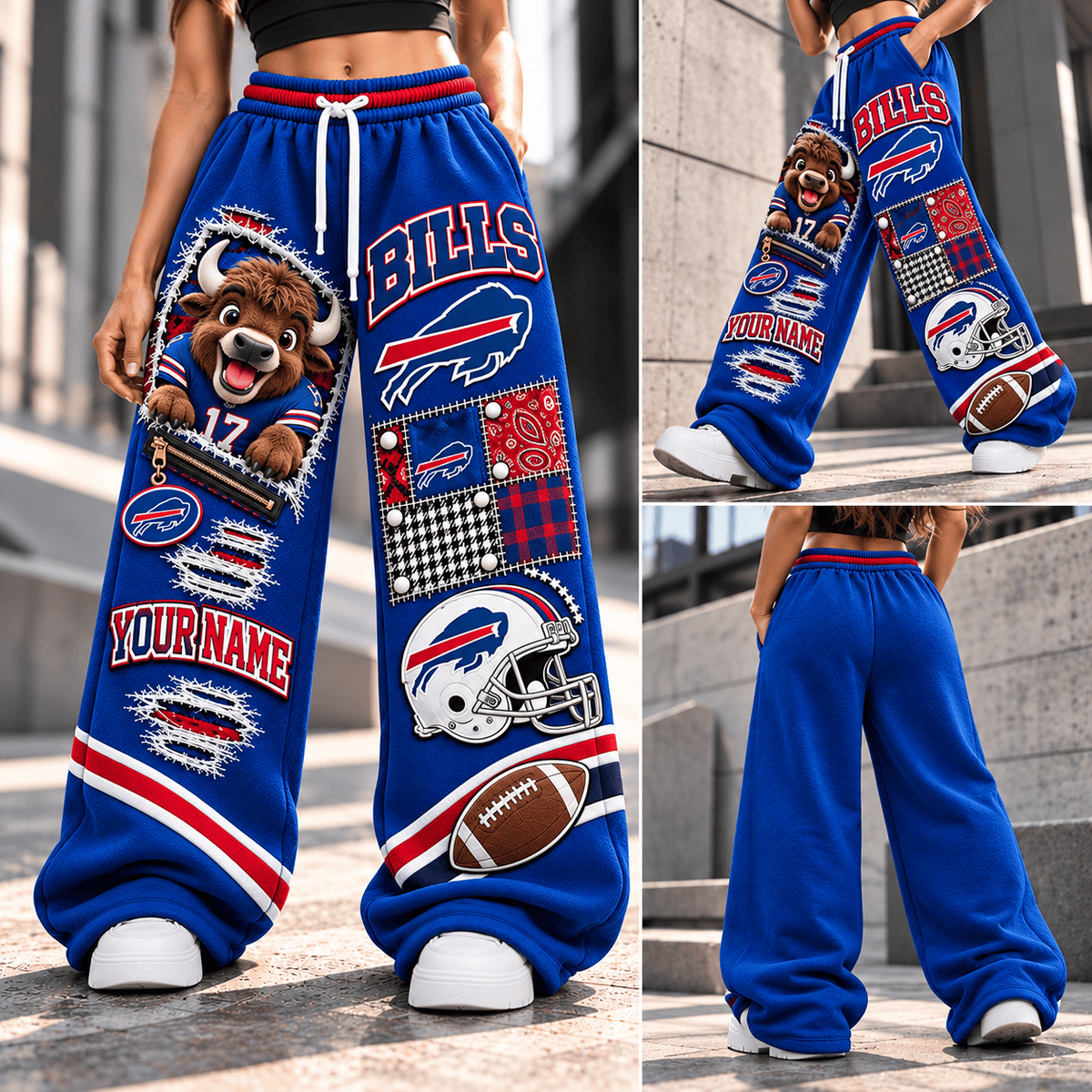 PREMIUM NFL X BB EXCLUSIVE BESPOKE NAME Long Wide Sweatpants  Limited Edition