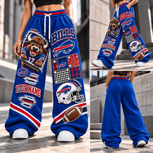 PREMIUM NFL X BB EXCLUSIVE BESPOKE NAME Long Wide Sweatpants  Limited Edition