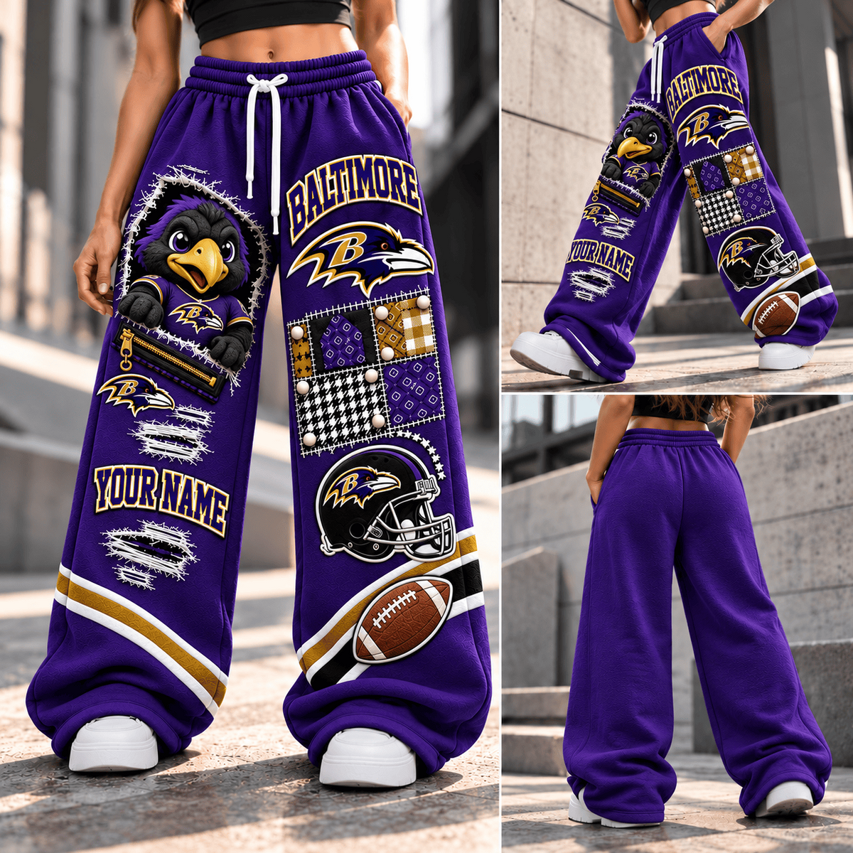 PREMIUM NFL X BR EXCLUSIVE BESPOKE NAME Long Wide Sweatpants  Limited Edition