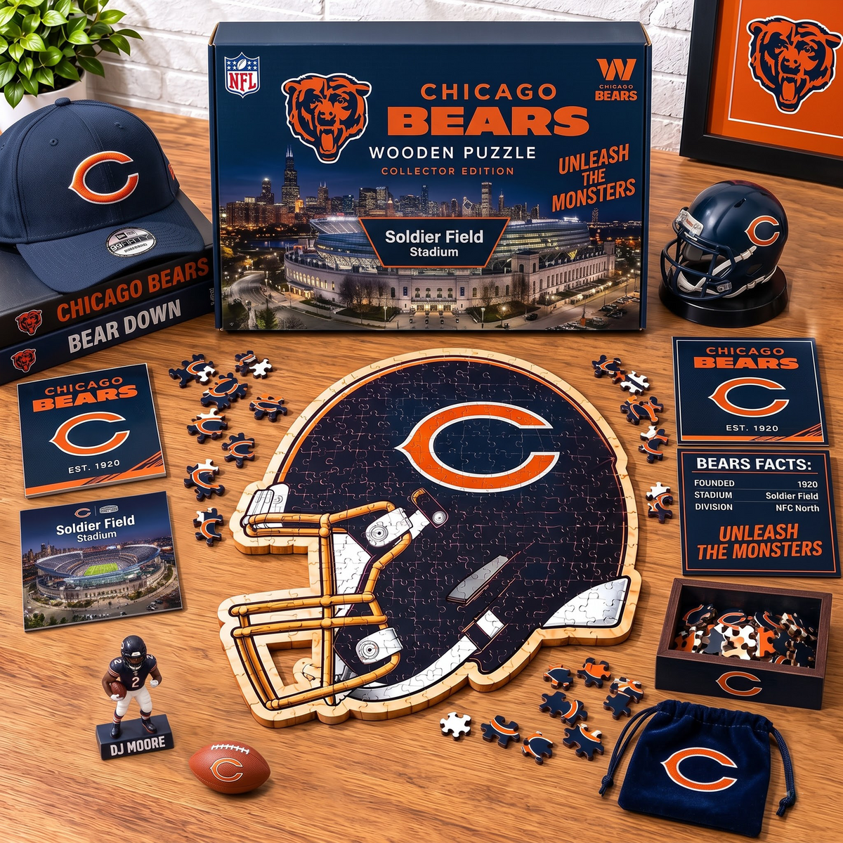 PREMIUM NFL X CB EXCLUSIVE Helmet - Wooden Puzzle Gift For Fan Limited Edition