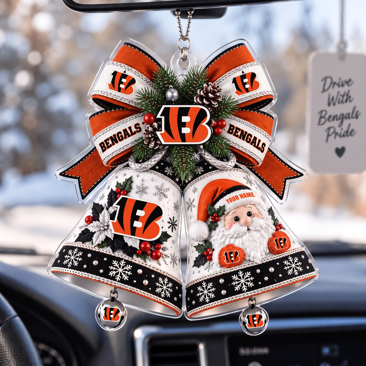 PREMIUM NFL X CIN EXCLUSIVE Christmas KICK OFF Personalized Acrylic Car Ornament LIMITED EDITION
