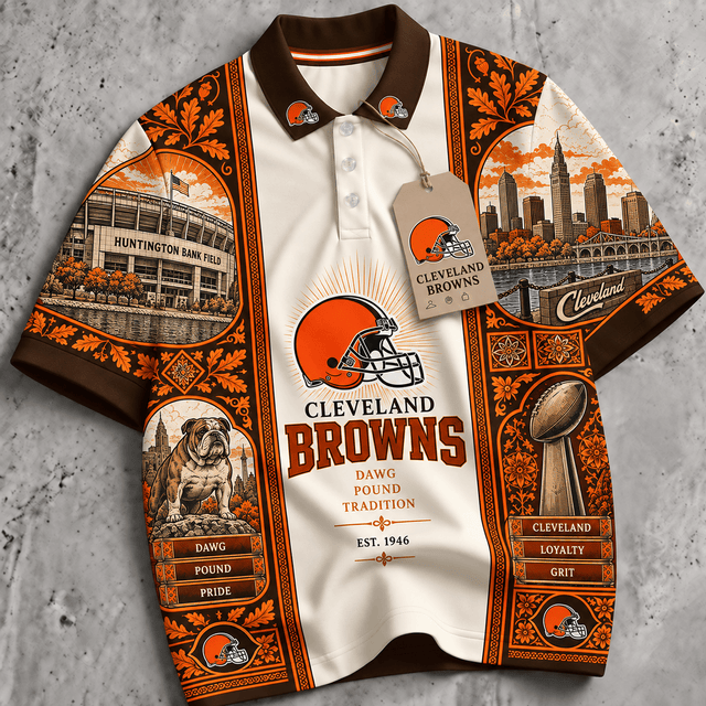 PREMIUM NFL X CLE EXCLUSIVE RETRO VINTAGE POLO SHIRT LIMITED EDITION