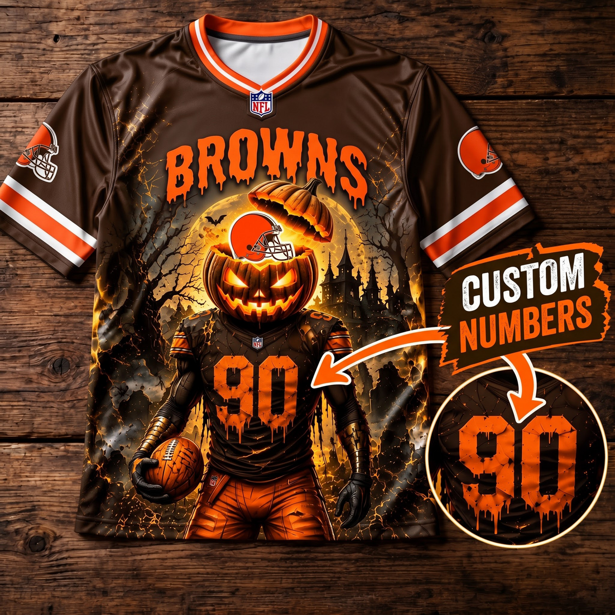 PREMIUM NFL X CLE EXCLUSIVE SPOOKY NIGHT V-Neck Shirt Limited 2026
