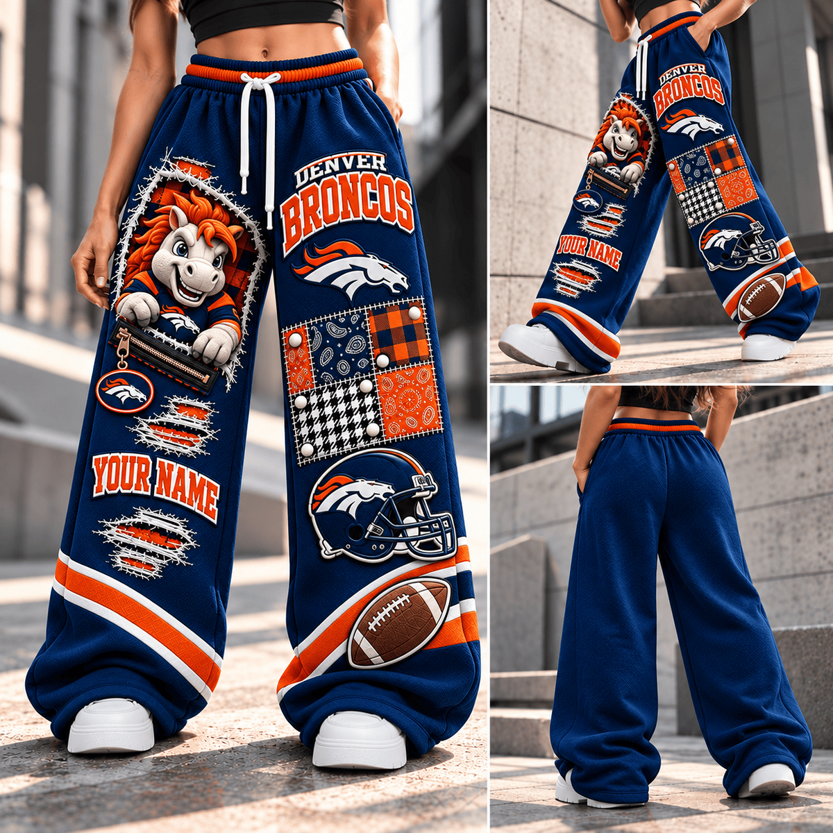 PREMIUM NFL X DB EXCLUSIVE BESPOKE NAME Long Wide Sweatpants  Limited Edition