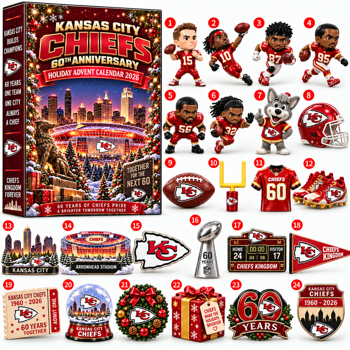 PREMIUM NFL X KC 24-Day Game Day Surprise Countdown Advent Calendar