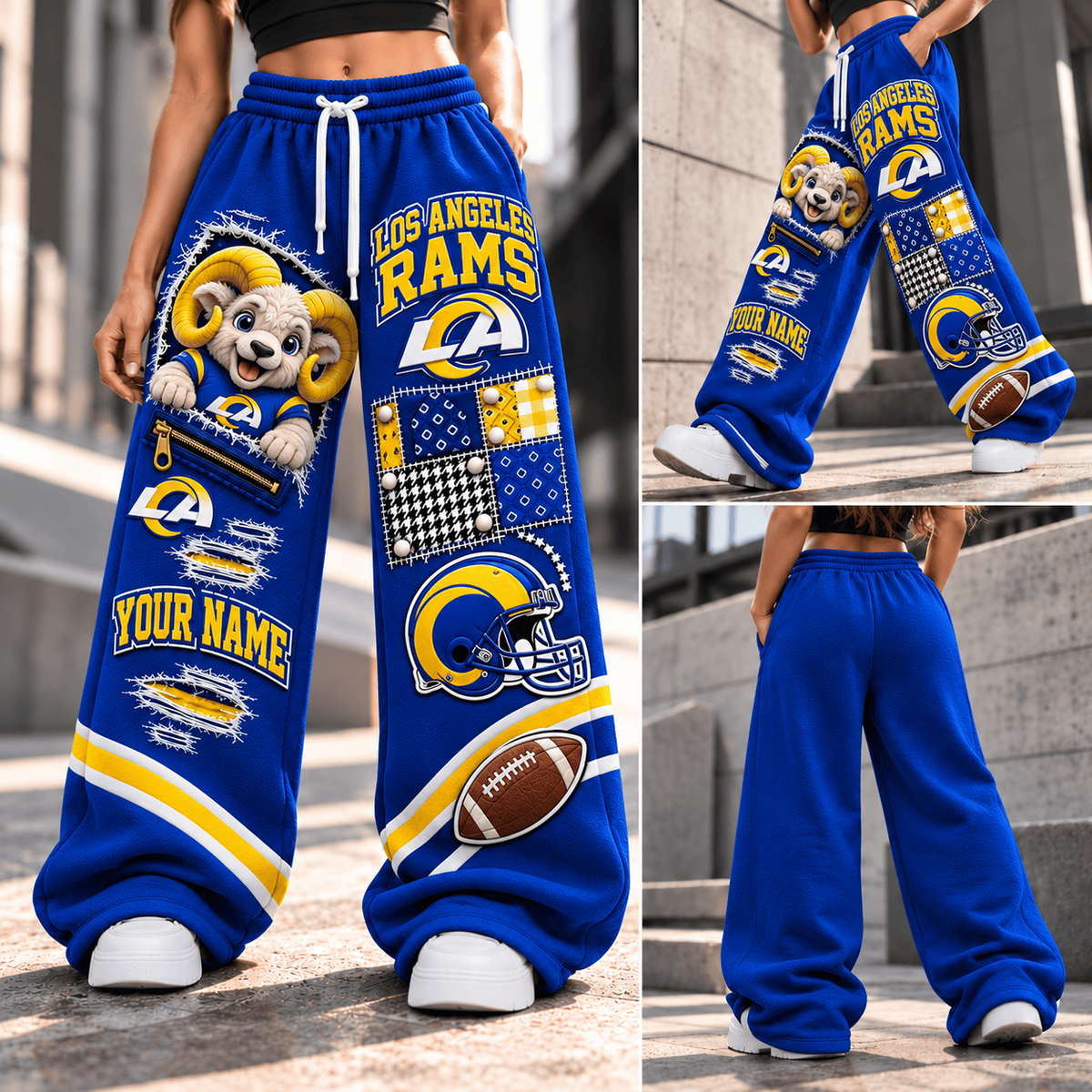 PREMIUM NFL X LAR EXCLUSIVE BESPOKE NAME Long Wide Sweatpants  Limited Edition