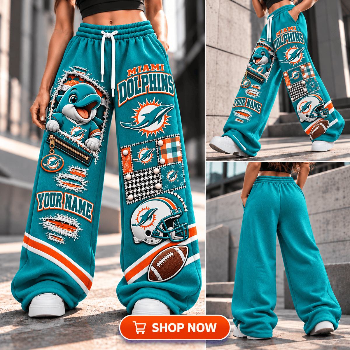 PREMIUM NFL X MD EXCLUSIVE BESPOKE NAME Long Wide Sweatpants  Limited Edition