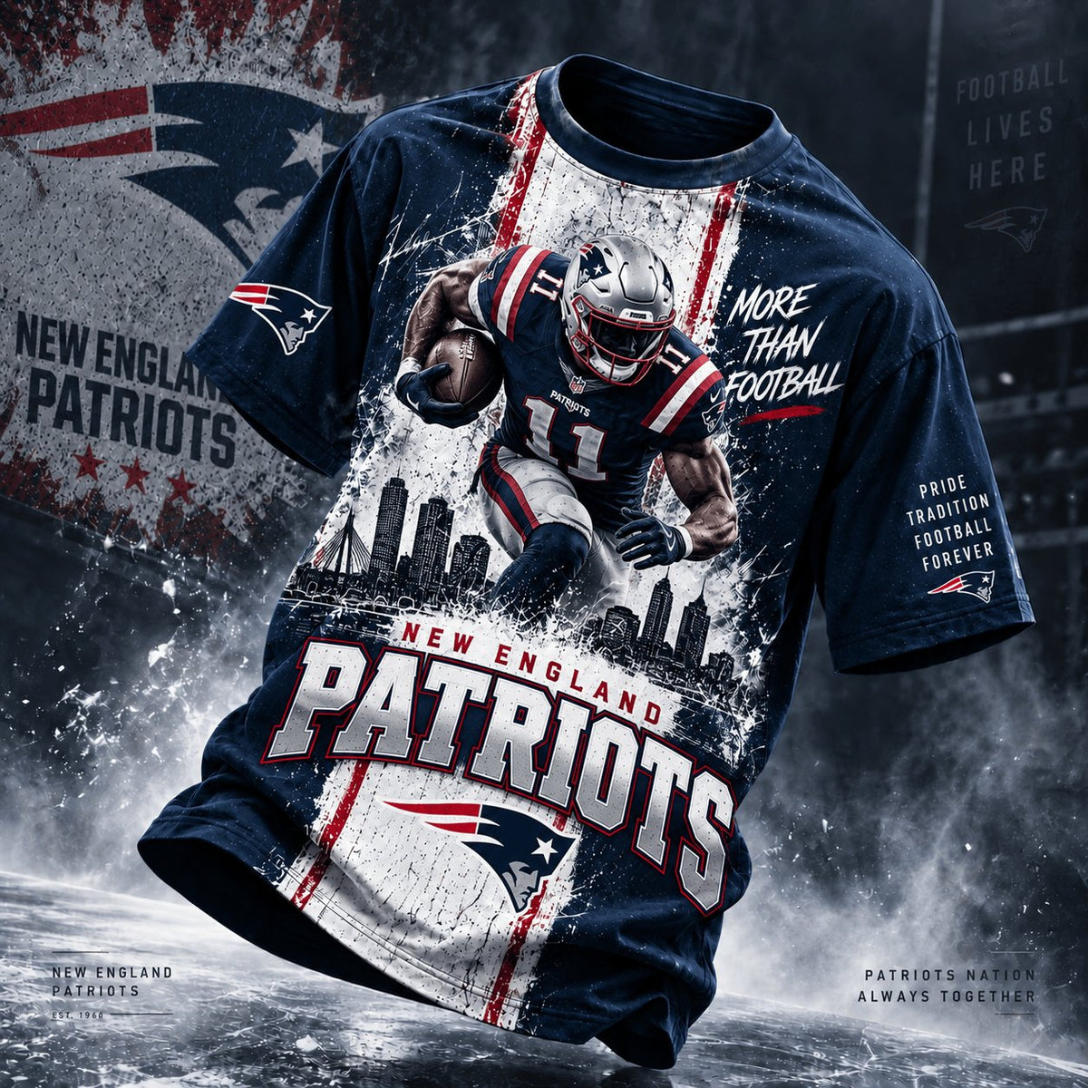 PREMIUM NFL X NE EXCLUSIVE Ice Grit 3D Shirt For Fans Limited Edition