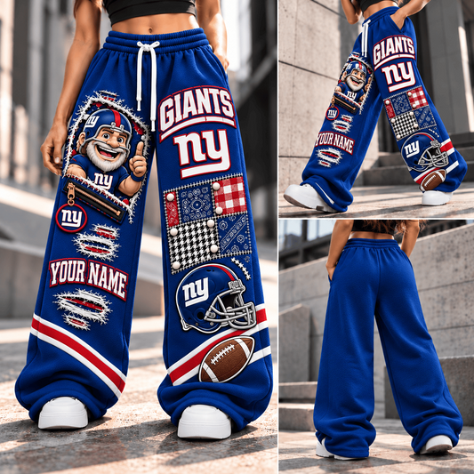 PREMIUM NFL X NYG EXCLUSIVE BESPOKE NAME Long Wide Sweatpants  Limited Edition