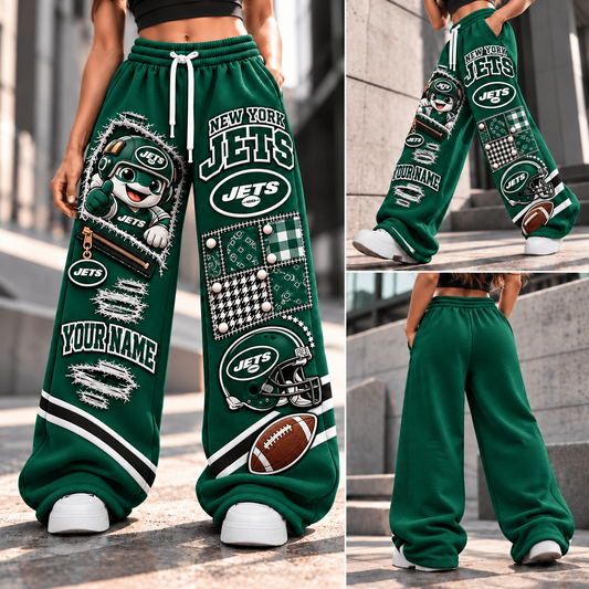 PREMIUM NFL X NYJ EXCLUSIVE BESPOKE NAME Long Wide Sweatpants  Limited Edition