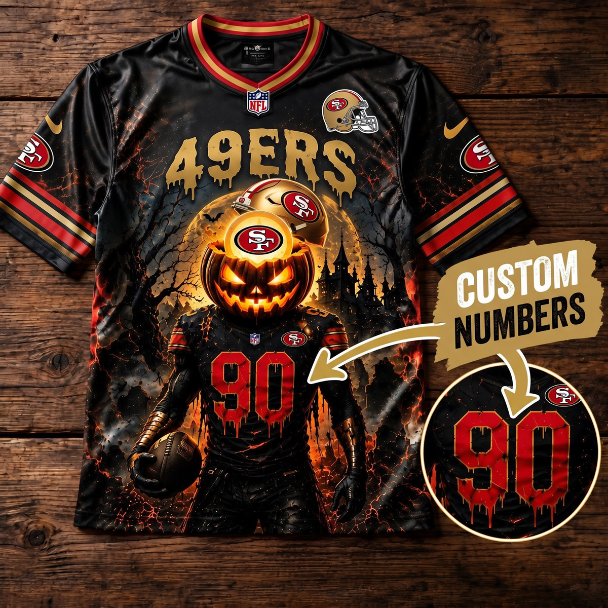 PREMIUM NFL X SF EXCLUSIVE SPOOKY NIGHT V-Neck Shirt Limited 2026