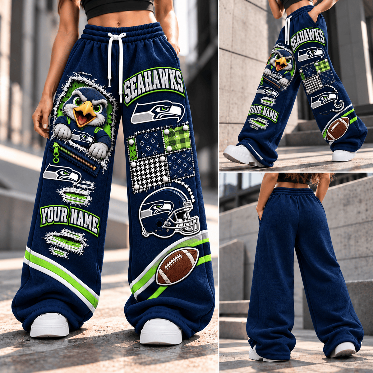 PREMIUM NFL X SS EXCLUSIVE BESPOKE NAME Long Wide Sweatpants  Limited Edition