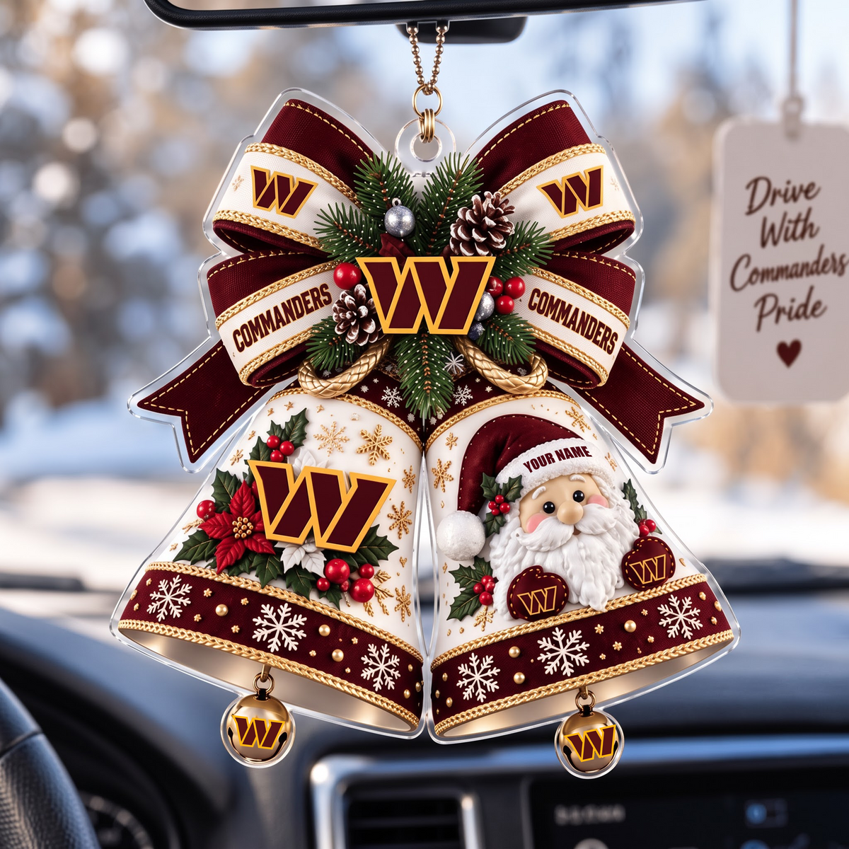 PREMIUM NFL X WC EXCLUSIVE Christmas KICK OFF Personalized Acrylic Car Ornament LIMITED EDITION
