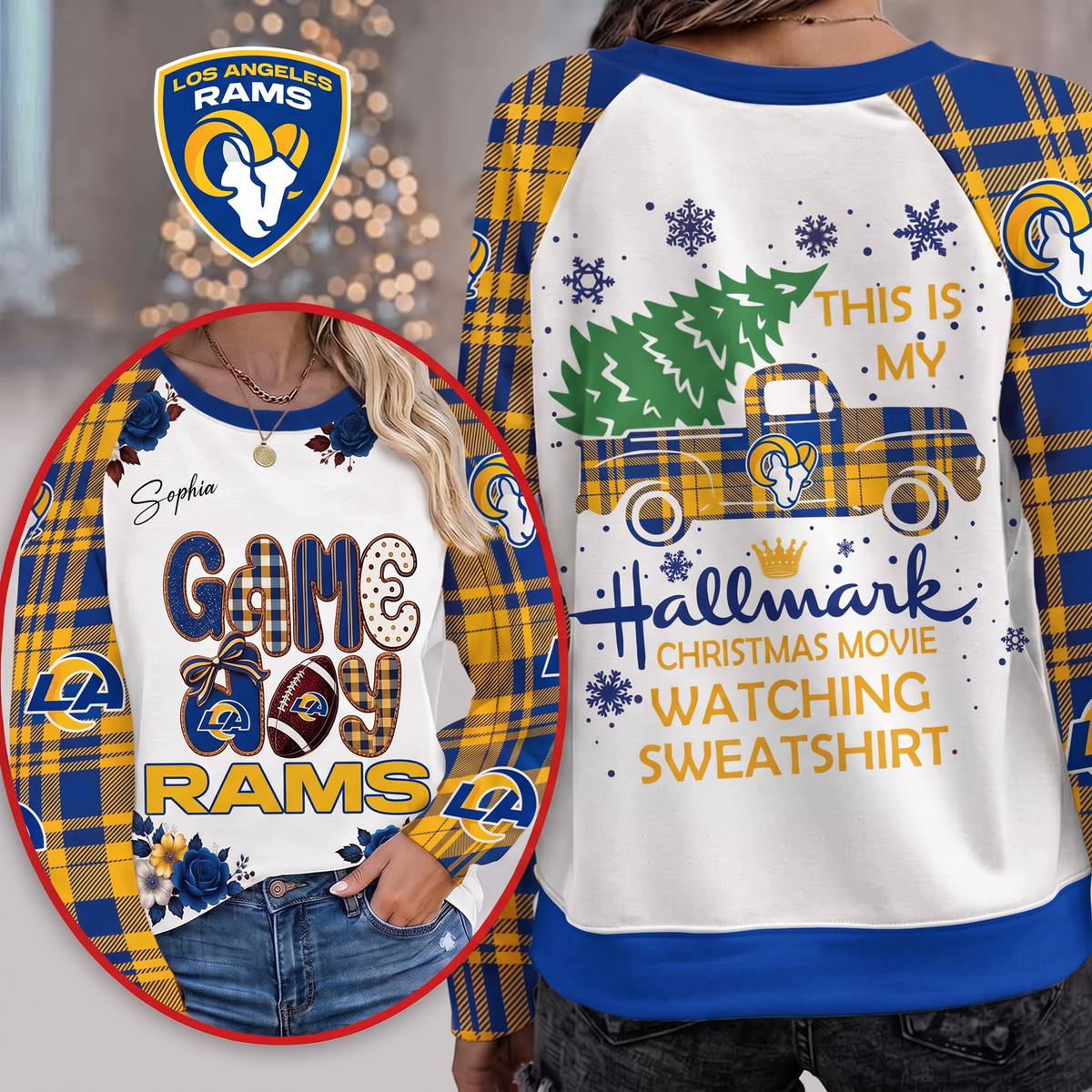 PREMIUM NFL x LAR EXCLUSIVE PERSONALIZED Cozy Round Neck Raglan Sleeve Sweatshirt