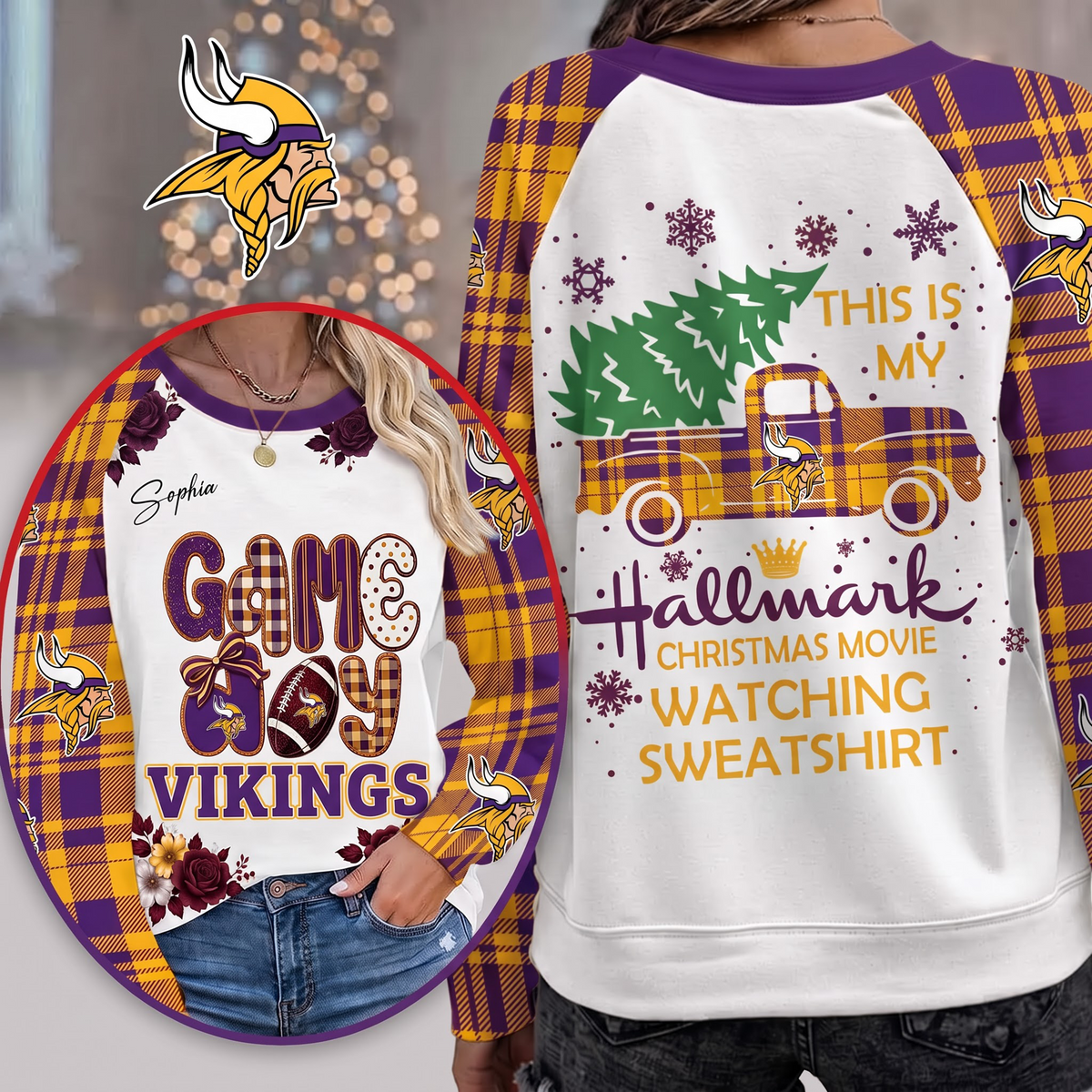 PREMIUM NFL x MV EXCLUSIVE PERSONALIZED Cozy Round Neck Raglan Sleeve Sweatshirt