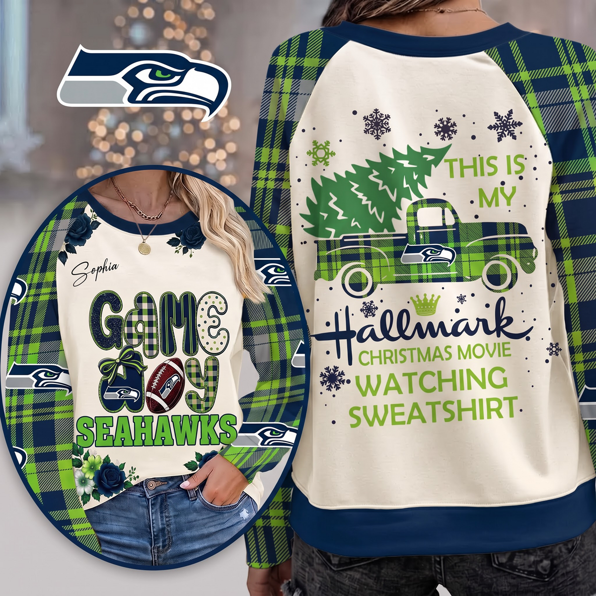 PREMIUM NFL x SS EXCLUSIVE PERSONALIZED Cozy Round Neck Raglan Sleeve Sweatshirt
