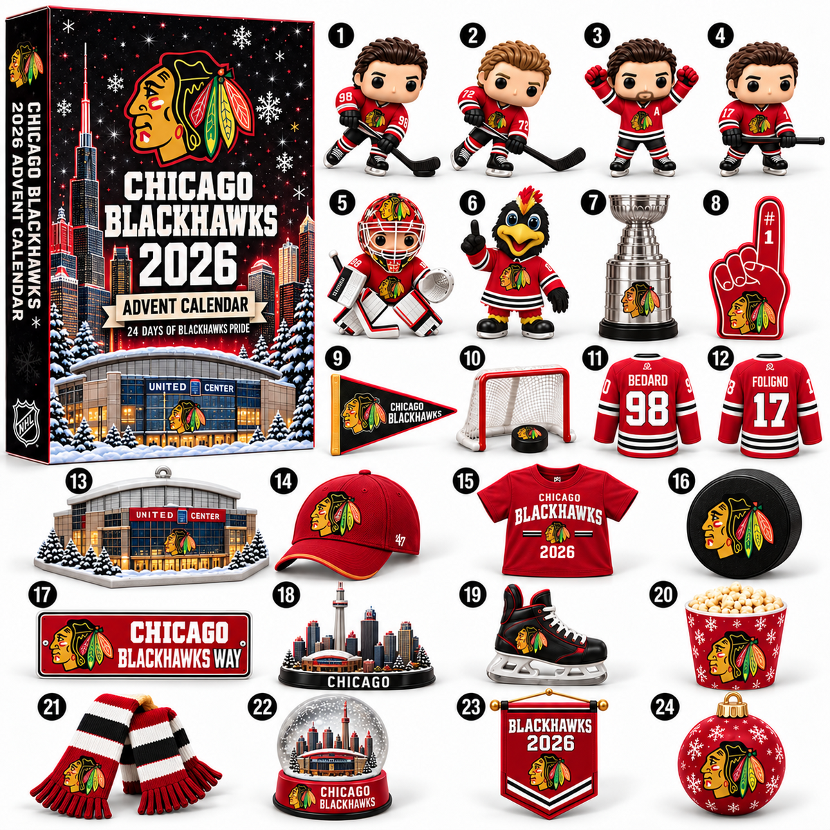 PREMIUM NHL X CHI 24-Day Game Day Surprise Countdown V2 Advent Calendar