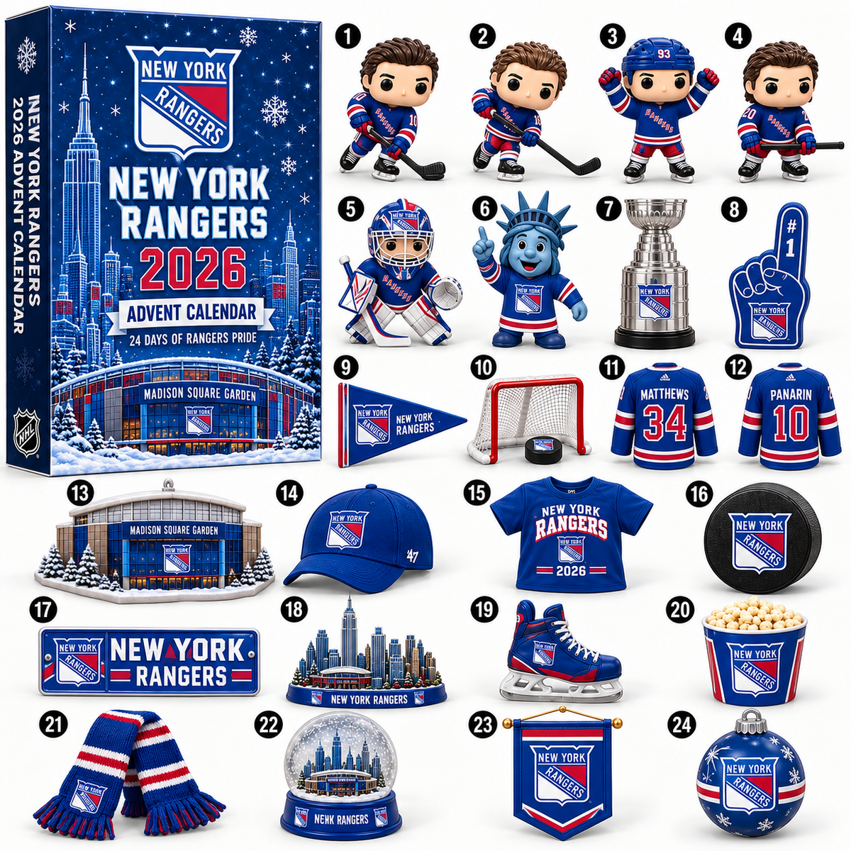 PREMIUM NHL X NYR 24-Day Game Day Surprise Countdown V2 Advent Calendar