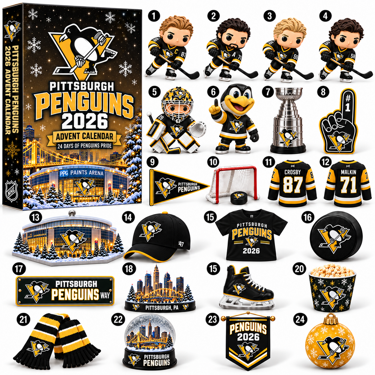 PREMIUM NHL X PIT 24-Day Game Day Surprise Countdown V2 Advent Calendar