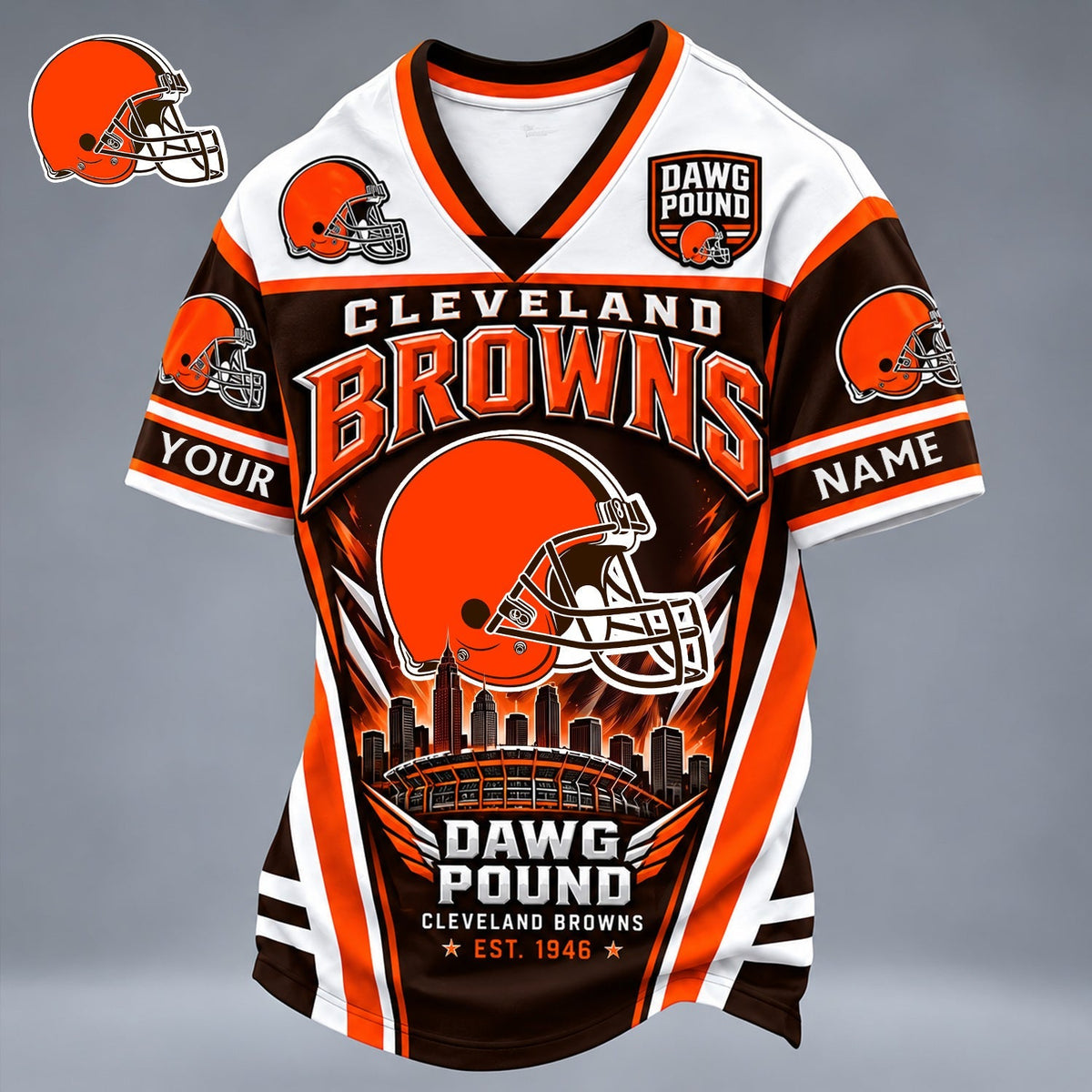 PREMIUM NFL X CLE EXCLUSIVE PERSONALIZED V-NECK TSHIRT LIMITED EDITION