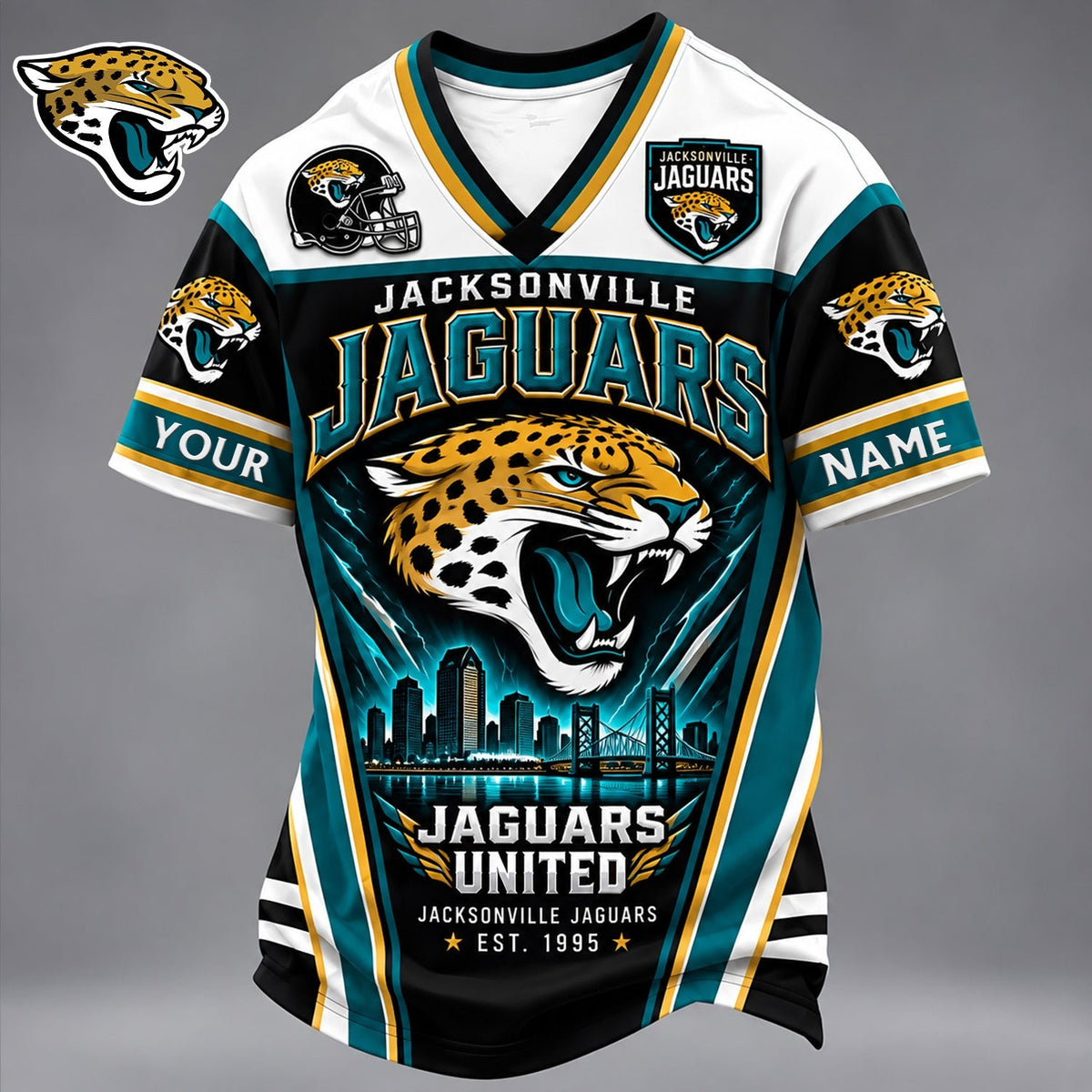PREMIUM NFL X JAC EXCLUSIVE PERSONALIZED V-NECK TSHIRT LIMITED EDITION